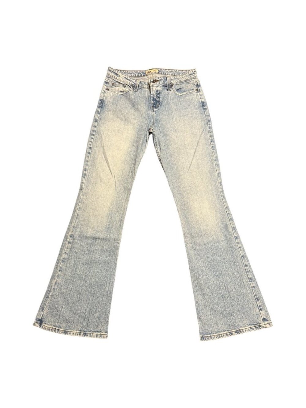 Vtg Y2k L.e.i Women's Sophia Hip Hugger Flare Jeans Sz: 9 Light Wash Check Desc